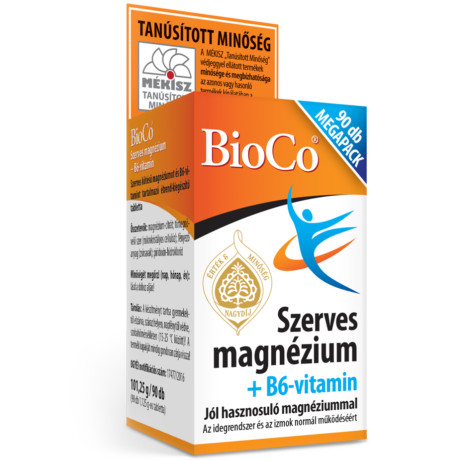 BioCo Szerves Magnézium+B6-vitamin tabletta Megapack 90x