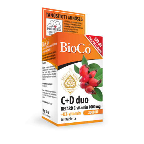 BioCo C+D DUO (C 1000 mg+ D3 2000 NE) retard tabletta 100x