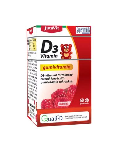JutaVit D3-vitamin gumivitamin málna ízű 60x